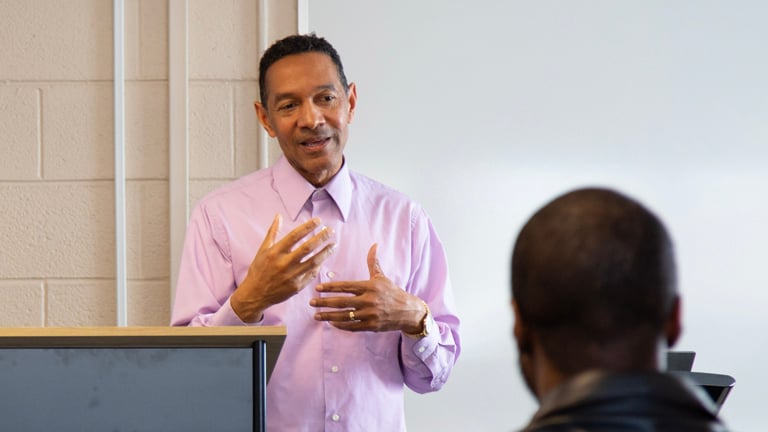 Moody Bible Institute professor Elizabeth Smith teaching undergraduate students